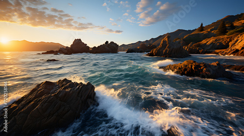 Sunny landscape view of the...