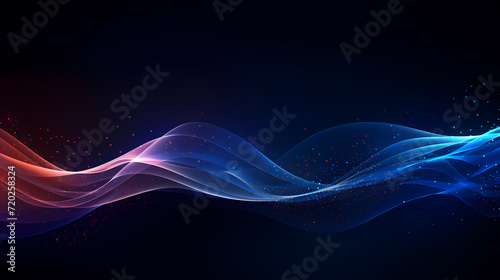 Futuristic technology background of digital glowing waves and network system