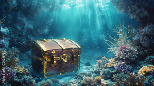 A treasure chest at the bottom of the sea photo