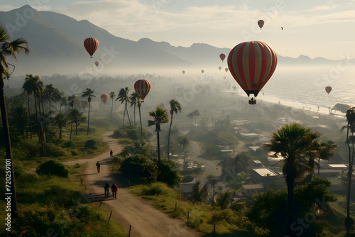Colorful hot air balloons f...