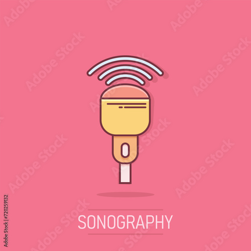 Ultrasound icon in comic style. Scanner equipment cartoon vector illustration on isolated background. Ultrasonic splash effect business concept. photo
