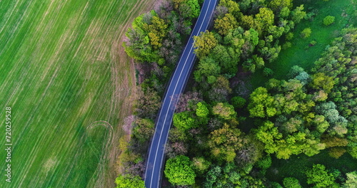 Car passing highway aerial view