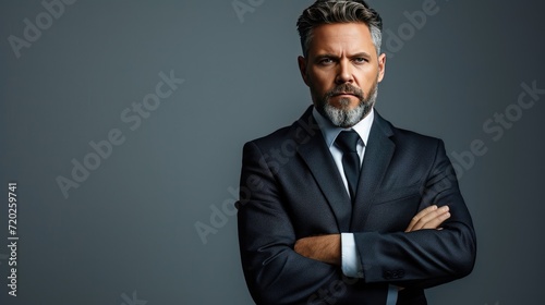 Serious, middle-aged man with a beard.