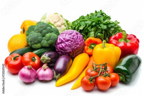 Vibrant vegetables isolated on a white background