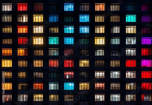 Colorful windows in the night with bright Colors