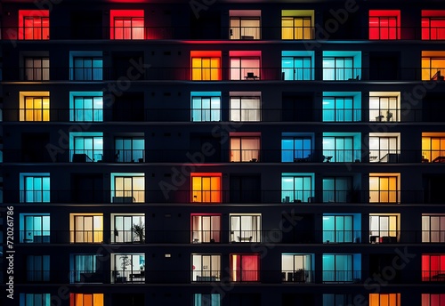 Colorful windows in the night with bright Colors