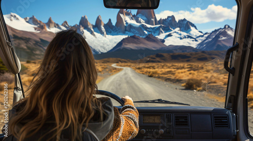 Argentina patagonia el chalten woman driving photo