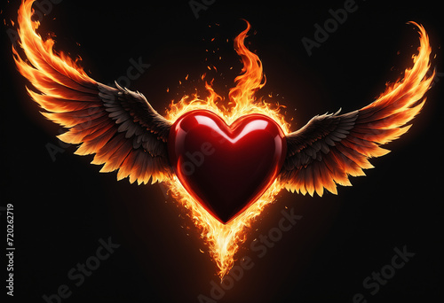 Heart on fire burning. Gene...