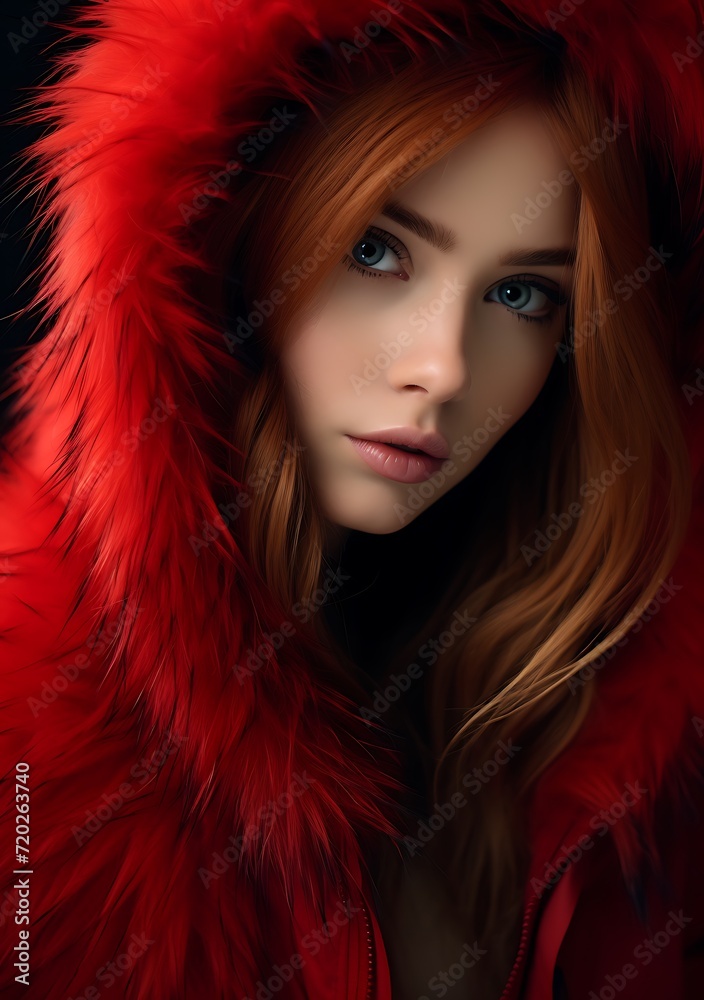 portrait of a woman in fur hoodie