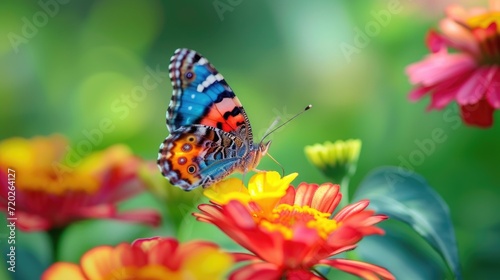 Vivid and vibrant butterfly wings in full display, showcasing a breathtaking array of colors and patterns. © stocker