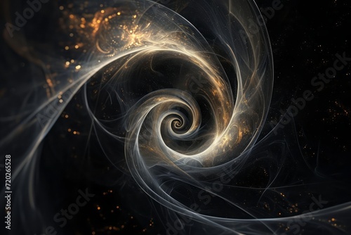 Close-up abstract swirl shape on black background