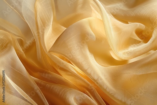 Satin gold cloth with elegant ripples, a luxurious background, golden swirling fabric background.