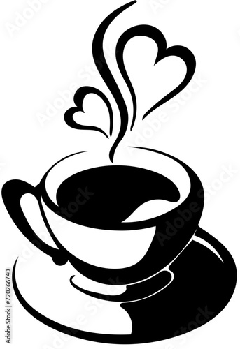 Illustration of cup of coffee with heart shape of vector