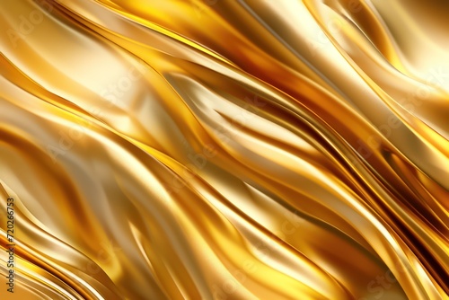 Glossy Golden Gradient swirling pattern. Luxury golden backdrop. golden fabric background