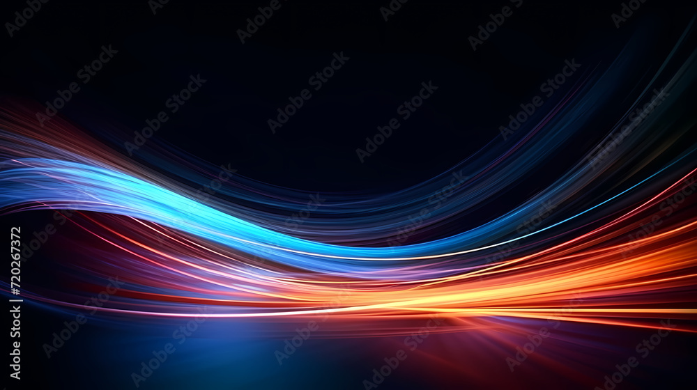 Abstract vector background with dynamic waves of particles and lines
