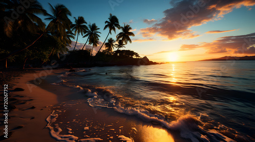 Tropical sunset on beach wi...