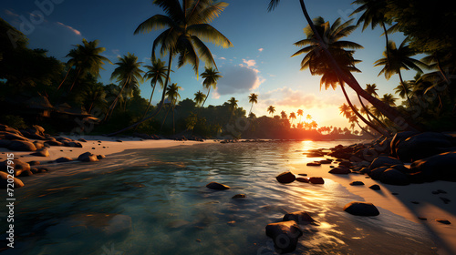 Tropical sunset on beach wi...