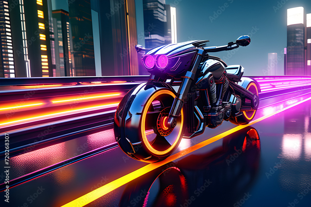 motorcycle in the night. Generative AI