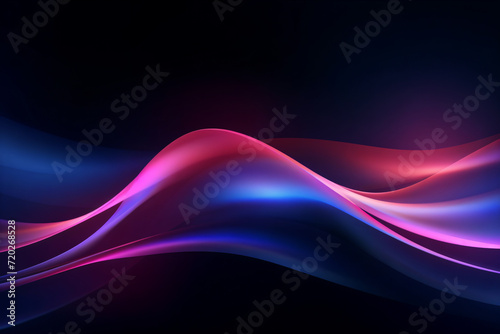 Dark abstract background with glowing wave. Shiny moving lines design element. Modern purple blue gradient flowing wave lines. Futuristic technology concept.illustration