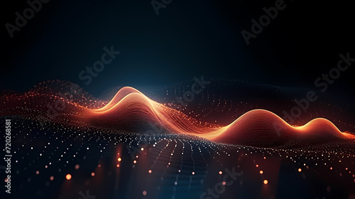 Abstract vector background with dynamic waves of particles and lines