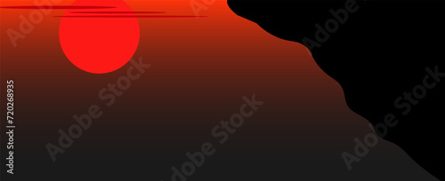 steep mountain climbing trail at sunset, casting a warm glow over the peaks.