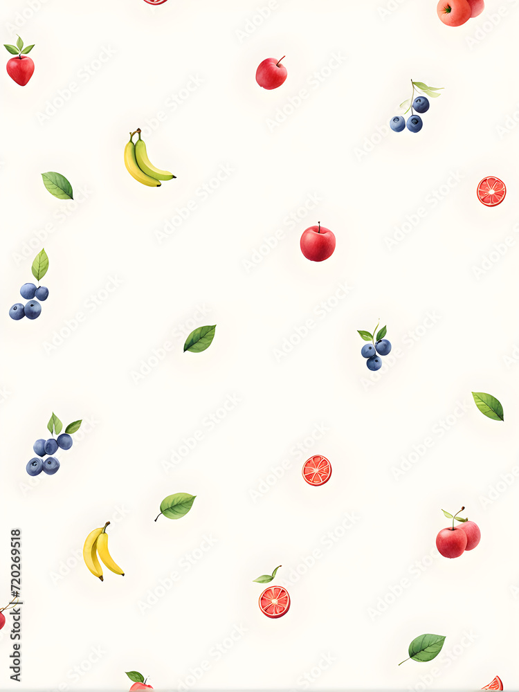 fruit-leafy-flat-illustration-pattern-randomly-placed-simple-shapes-minimalism-watercolor-style fruit-leafy-flat-illustration-pattern-randomly-placed-simple-shapes-minimalism-watercolor-style
