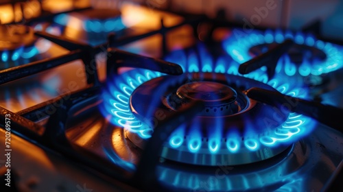 Gas stove with flame