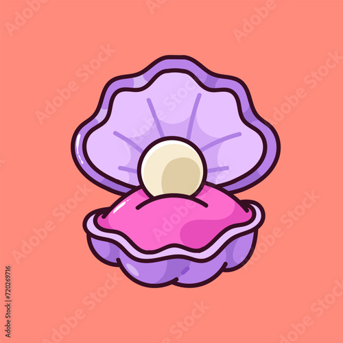 Oyster With Diamond Vector, Illustration, Isolated Icon, Draw