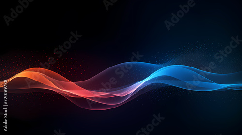 Abstract vector background with dynamic waves of particles and lines