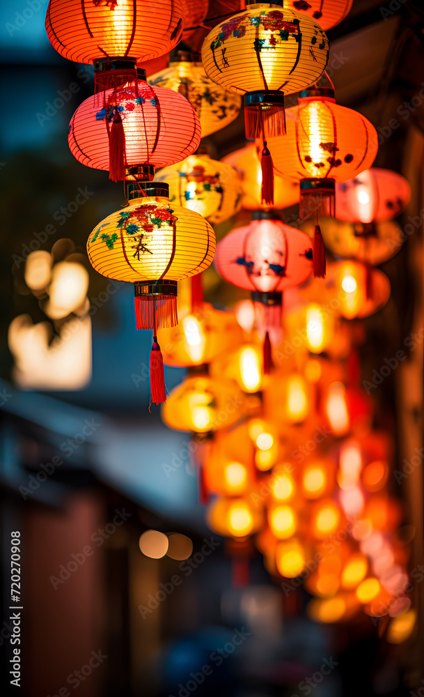 Chinese paper lanterns, close-up.