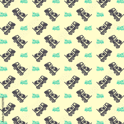 Concrete Mixer trendy pattern design beautiful repeating vector illustration background