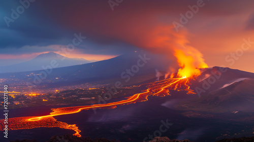 Italy Sicily Lava flow from Etna volcano