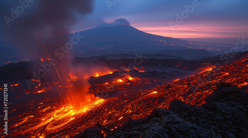 Italy Sicily Lava flow from Etna volcano