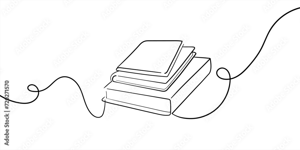 Stack of books in one line isolated on white background. Education, learning with books. Vector illustration - obrazy, fototapety, plakaty 