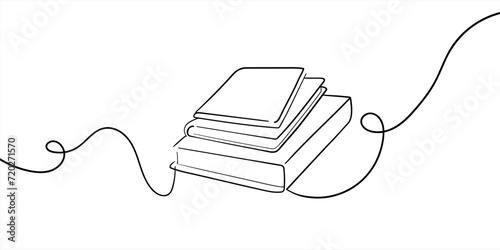 Stack of books in one line isolated on white background. Education, learning with books. Vector illustration