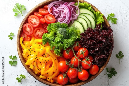 mixed vegetables salad isolated kitchen table professional advertising food photography