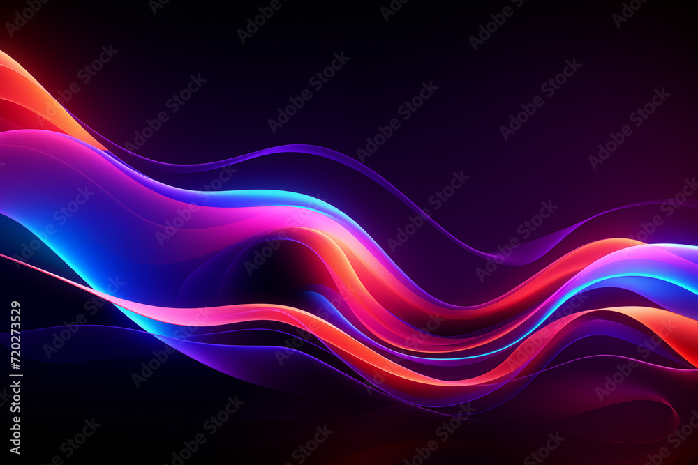 Fototapeta premium Abstract background. Digital 3D background. Analytical waves. Technology. 3D technological touches dock. Light of ring. Blue connection purple and colorful ring .