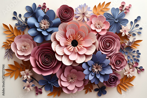 background, pattern, flower, design, summer, paper, nature, spring, paper cut, paper flower on generative AI 