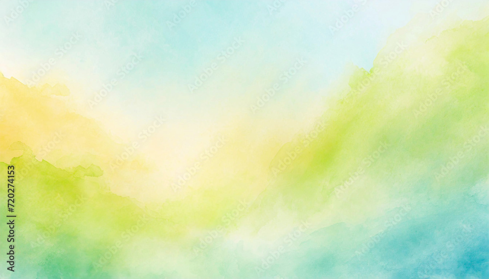 Abstract yellow green, sky blue and yellow watercolor splash background