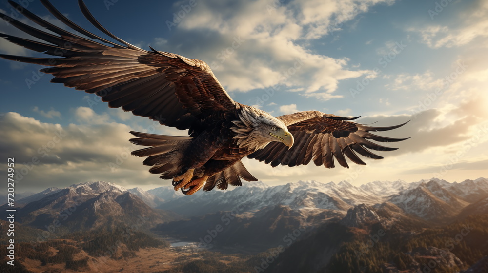 Eagle Flying in Sky. Generated AI Eagle Flying in Sky. Generated AI