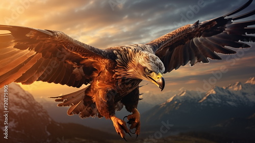 Eagle Flying in Sky. Generated AI