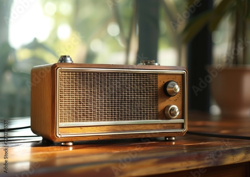 Vintage Radio on Wooden Table