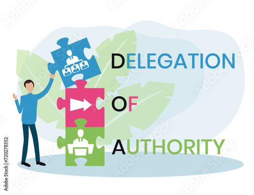 DOA Delegation of authority acronym. business concept background. vector illustration concept with keywords and icons. lettering illustration with icons for web banner, flyer