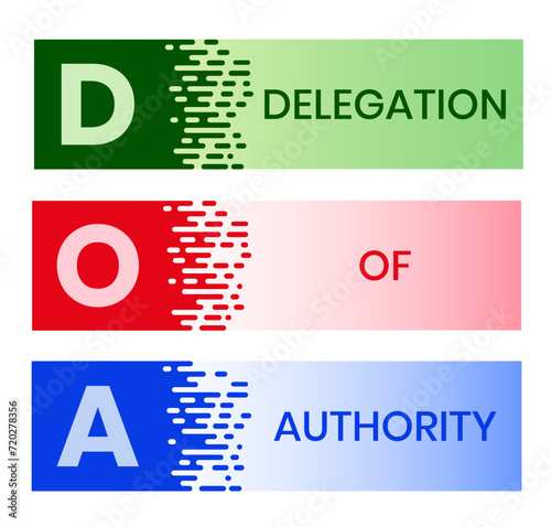 DOA Delegation of authority acronym. business concept background. vector illustration concept with keywords and icons. lettering illustration with icons for web banner, flyer