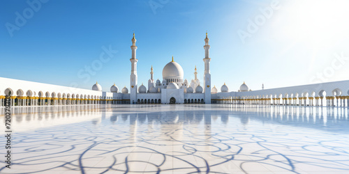 Sheikh Zayed Grand Mosque Reflecting in Water.