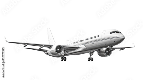 White passenger aircraft fly isolated on transparent background