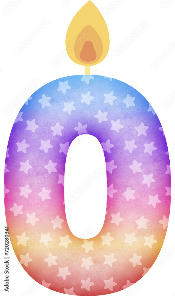 Birthday Candle number 0 in colorful tones Birthday Candle number 0 in colorful tones