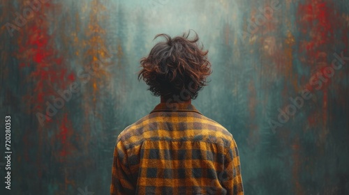 Lumberjack Artwork  Man in Flannel on Forest Green Generative AI