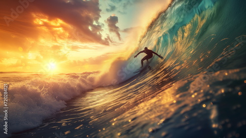 Fotografia Surfing at Sunset