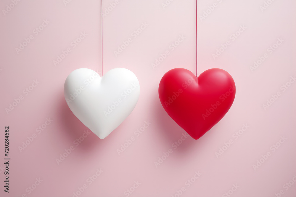 Valentine's Day greeting card features two little hearts, representing a couple